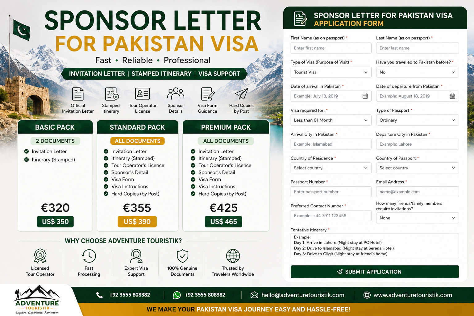 Sponsor Letter for Pakistan Visa – Order Now
