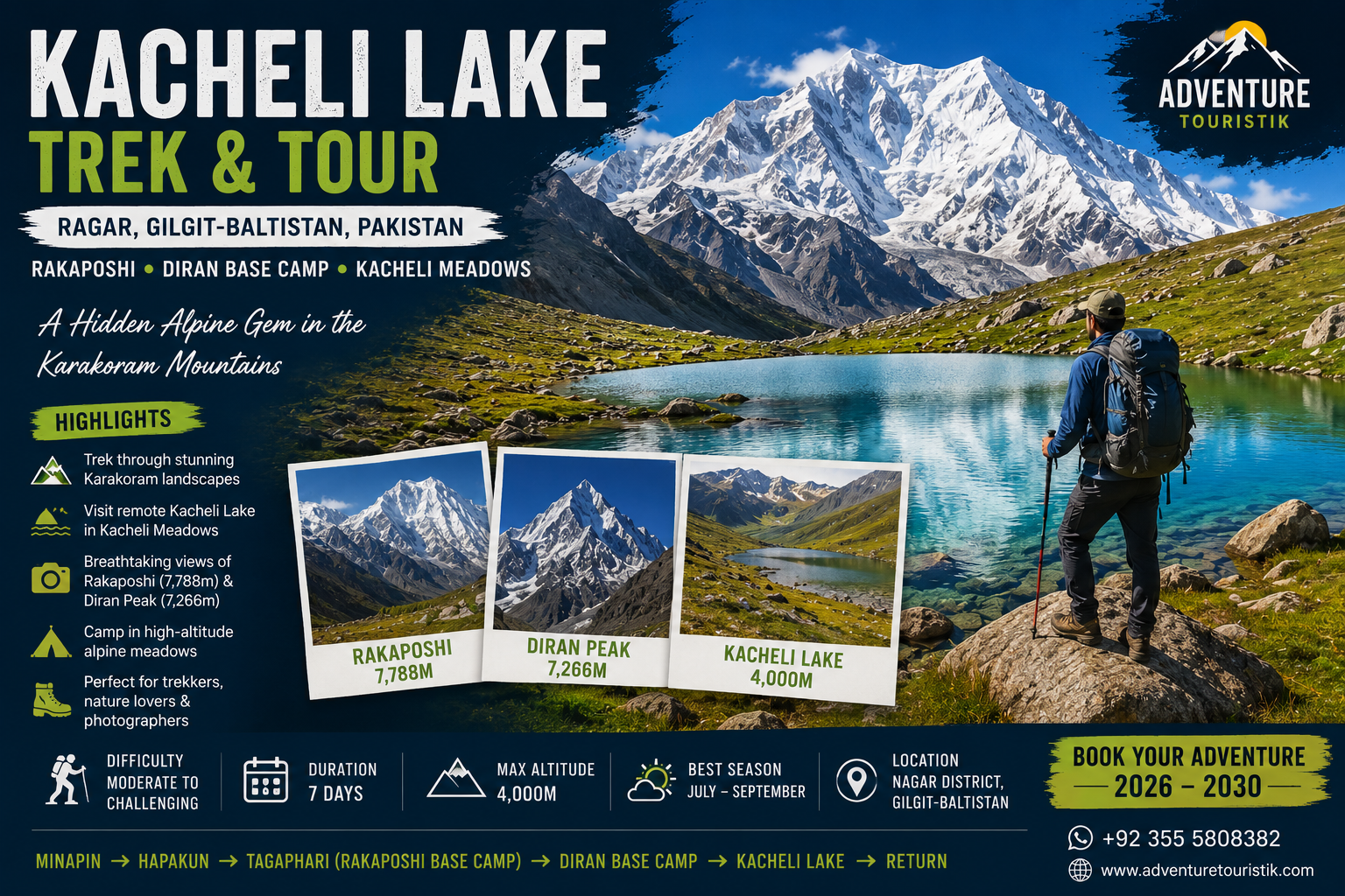 Kacheli Lake Trek & Tour Pakistan | Rakaposhi & Diran Base Camp | 2026–2030