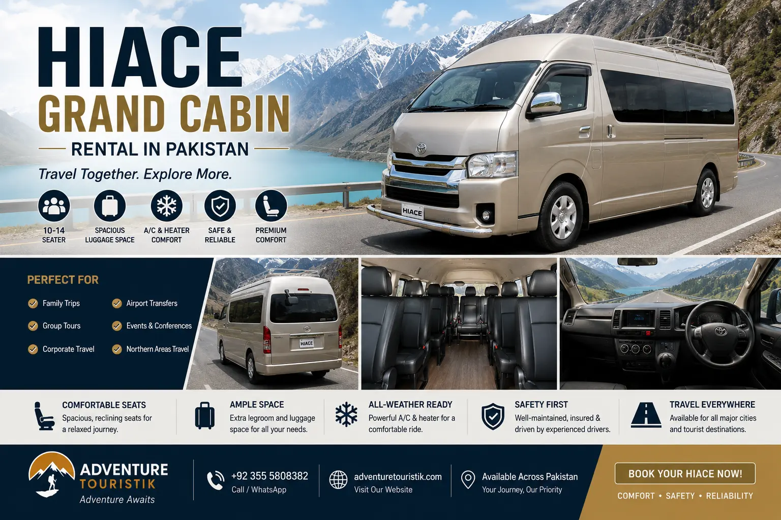 Toyota Hiace Grand Cabin Rental in Pakistan